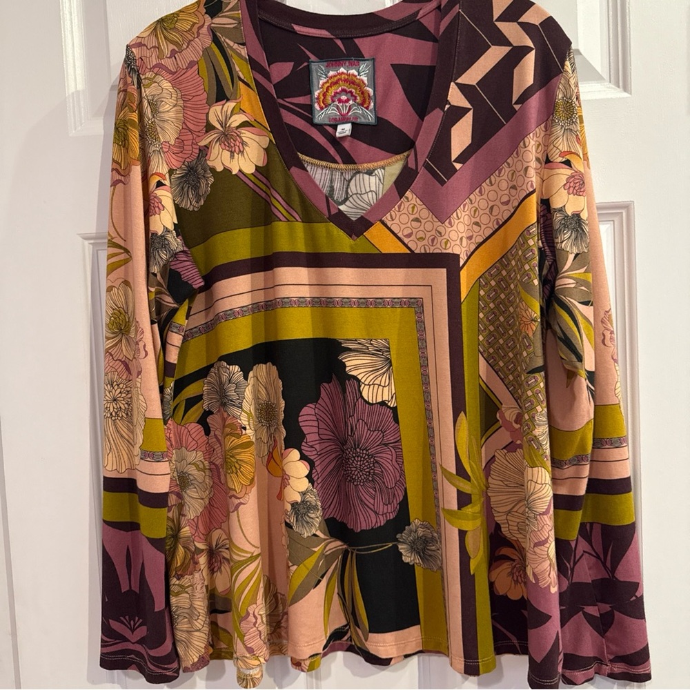 Johnny Was Anika Multicolor Floral Long Sleeve Top